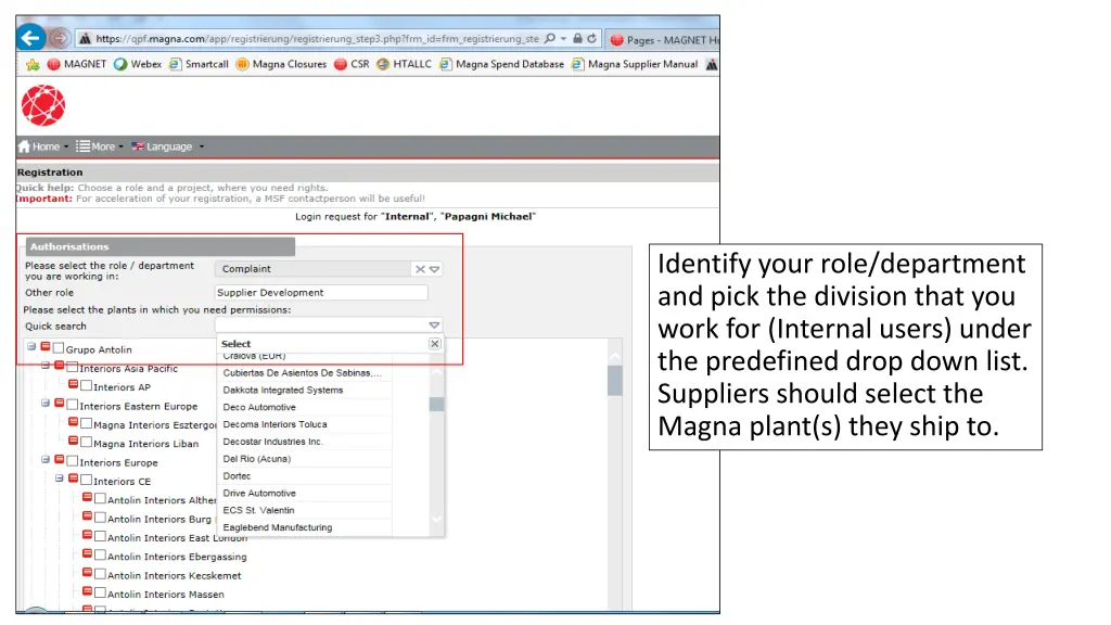 identify your role department and pick