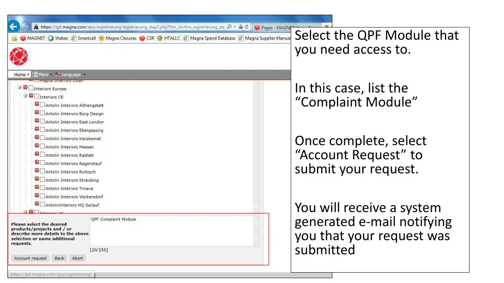select the qpf module that you need access to