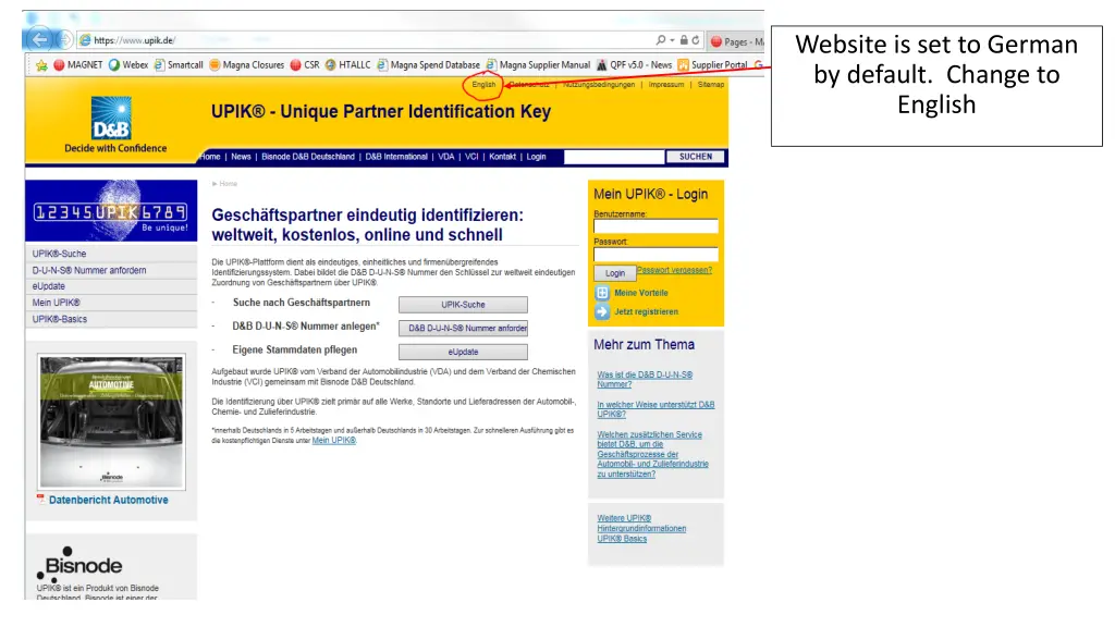 website is set to german by default change