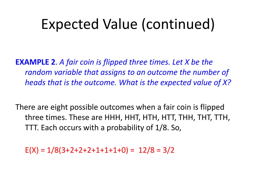 expected value continued