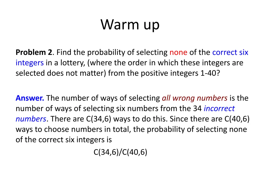 warm up 1