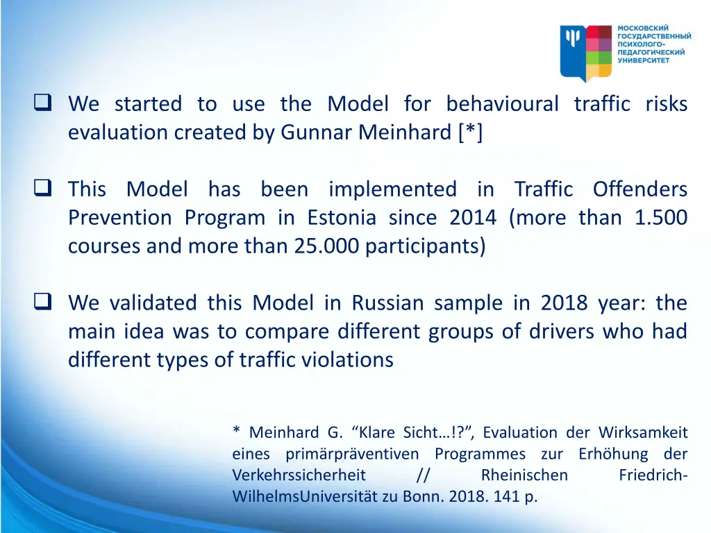 we started to use the model for behavioural