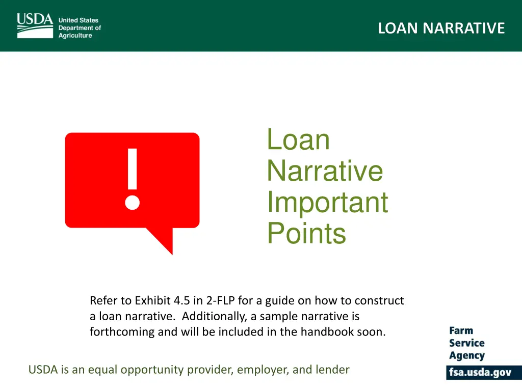 loan narrative important points