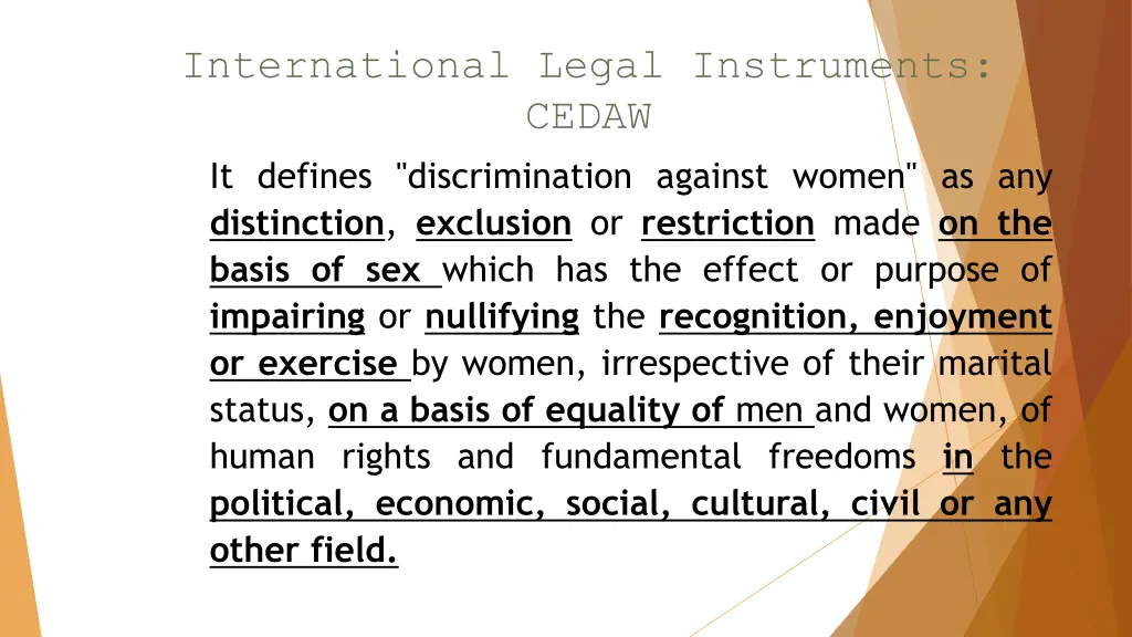 international legal instruments cedaw it defines
