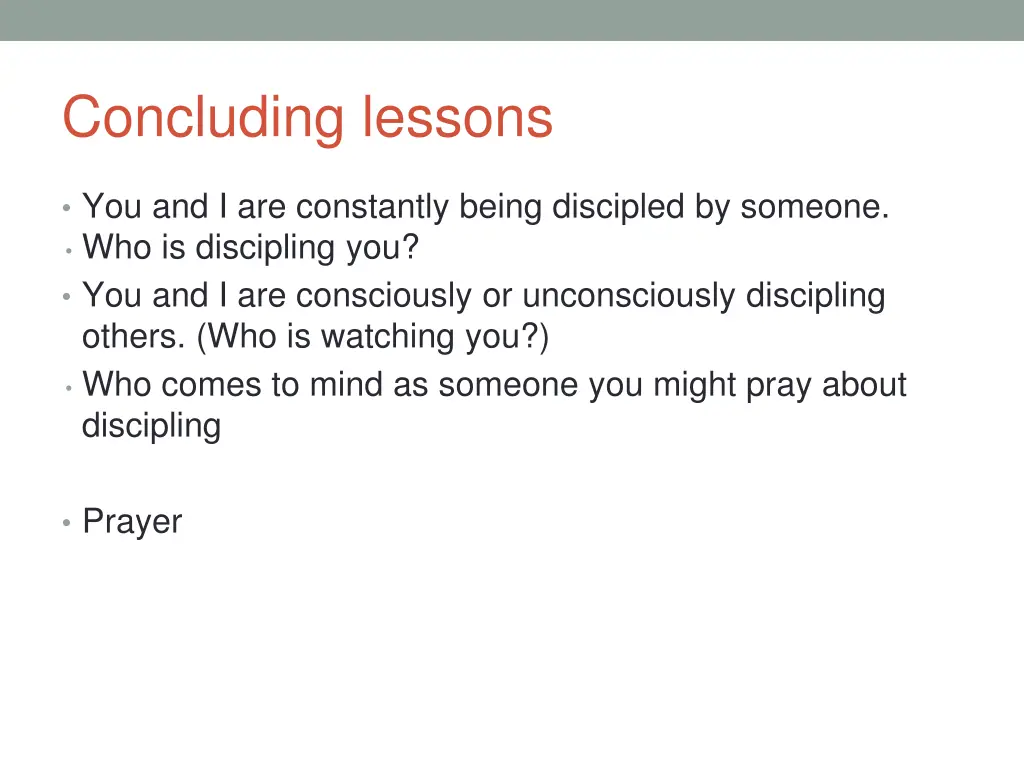 concluding lessons