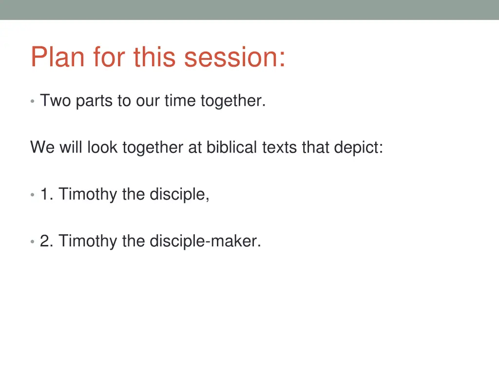 plan for this session