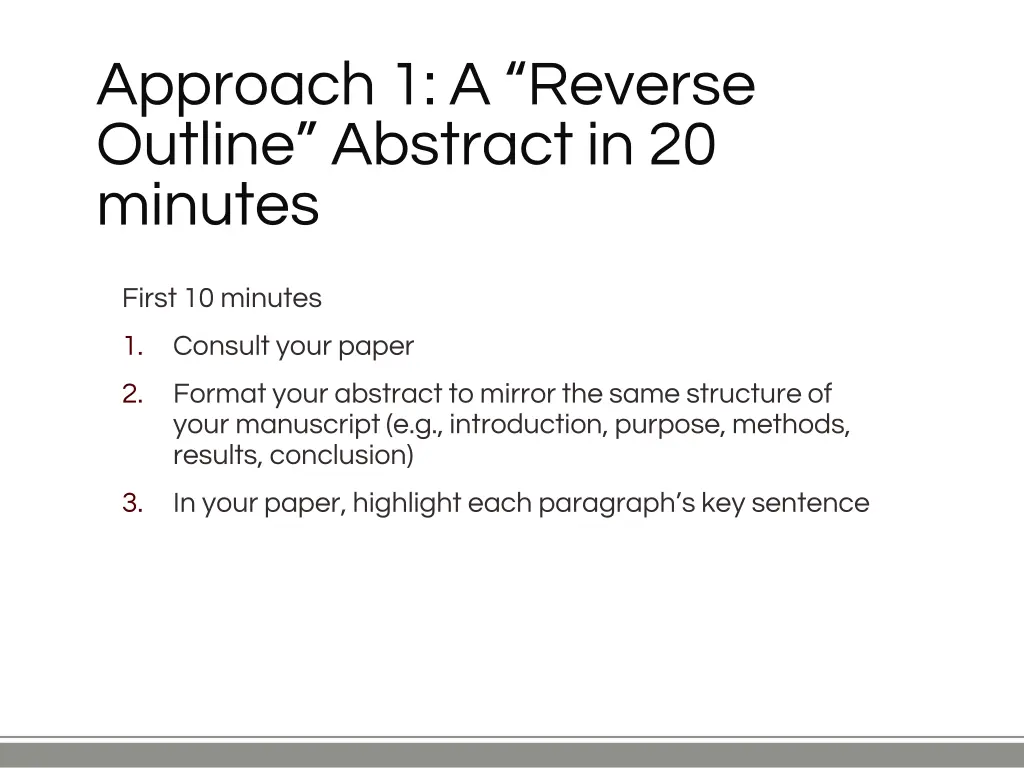 approach 1 a reverse outline abstract