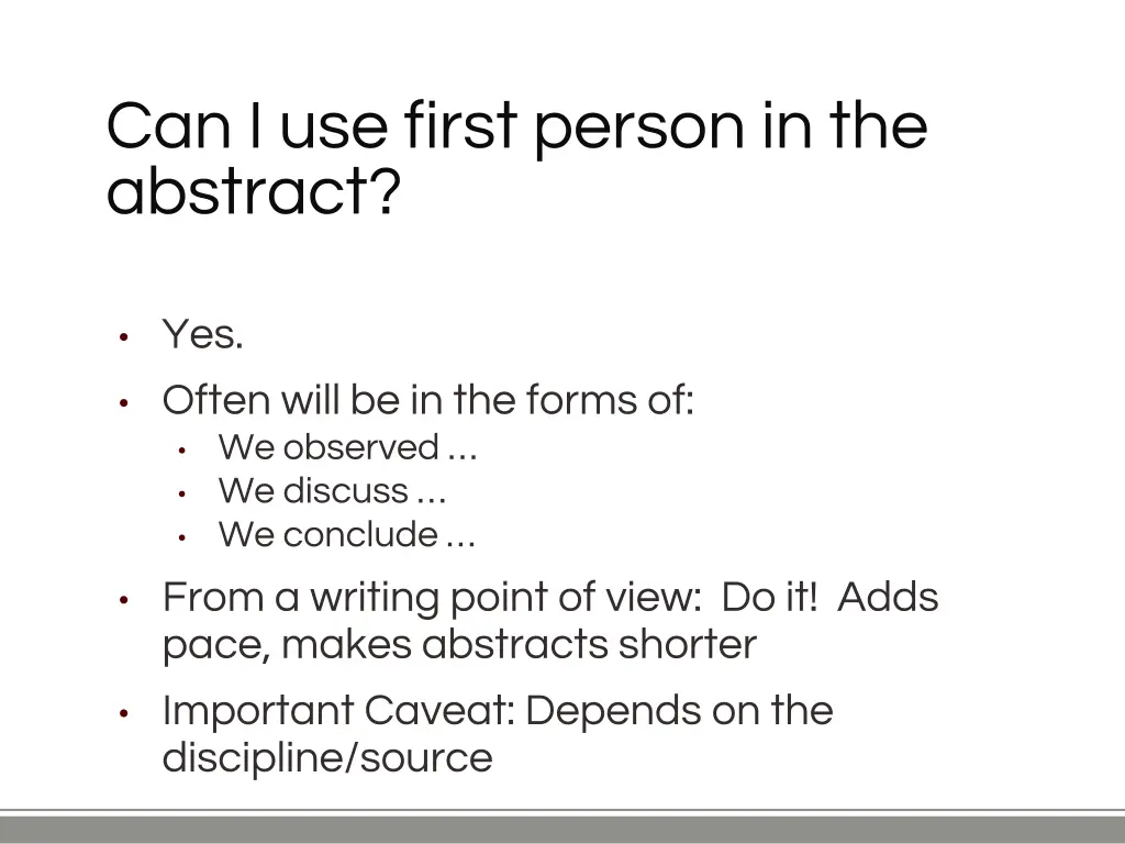 can i use first person in the abstract