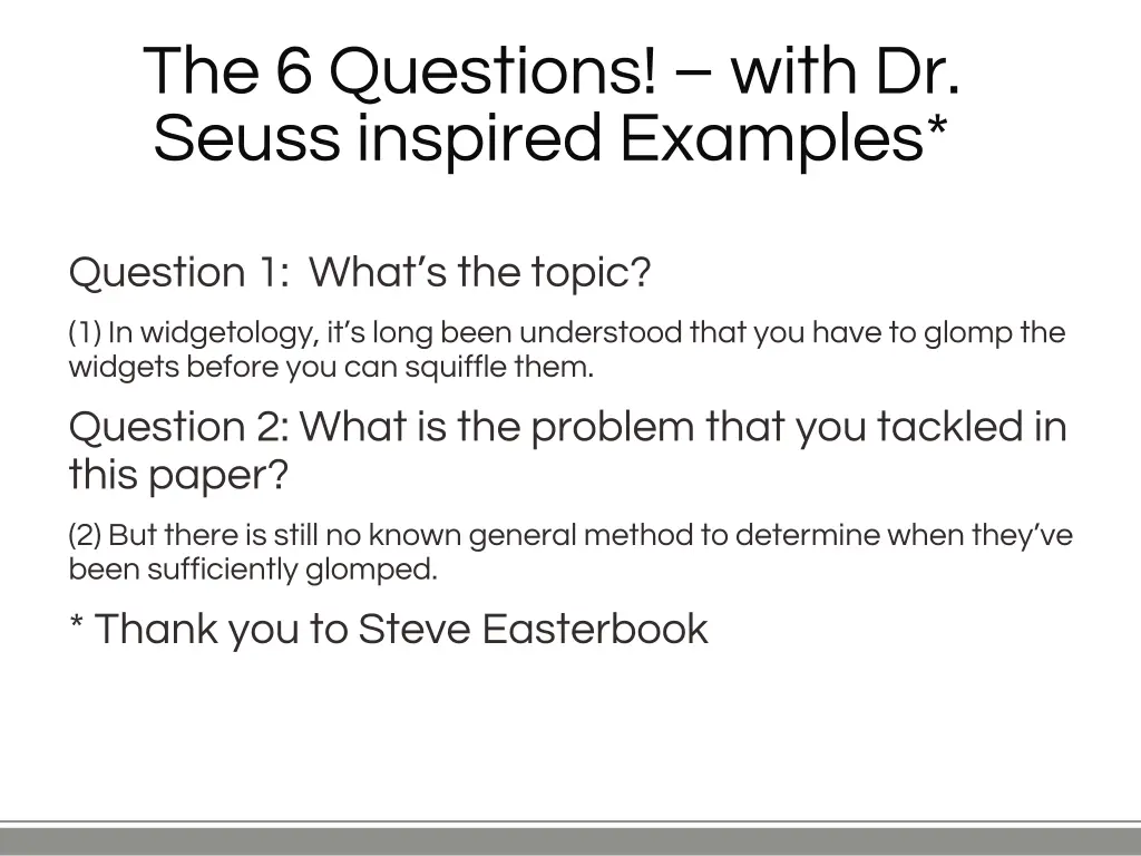the 6 questions with dr seuss inspired examples