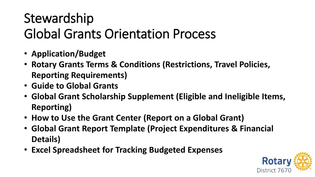 stewardship stewardship global grants orientation