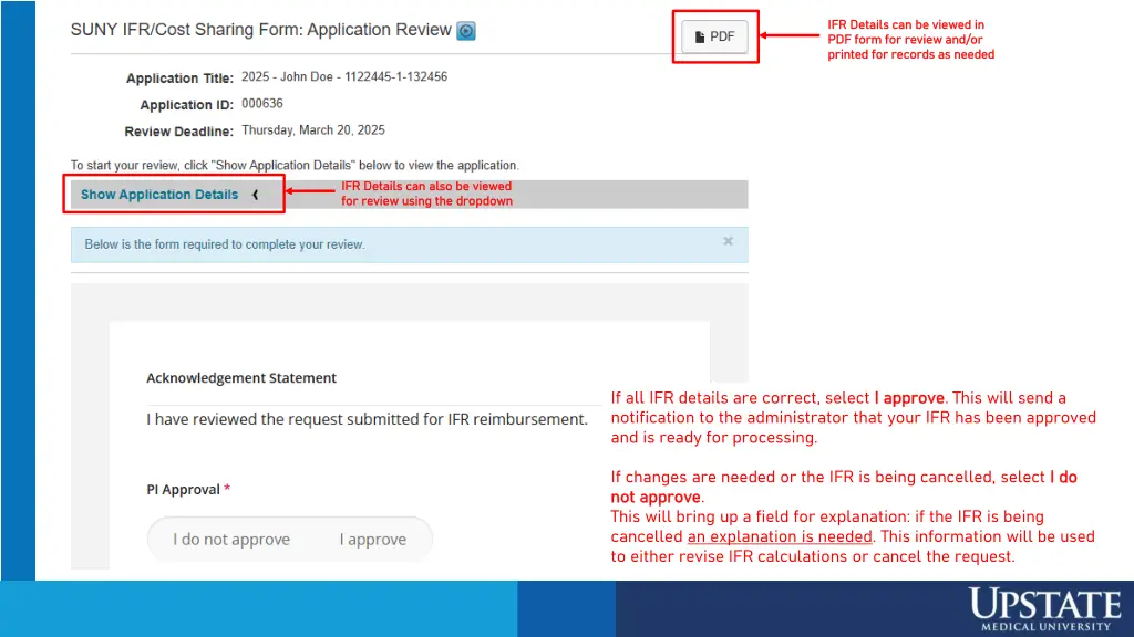 ifr details can be viewed in ifr details
