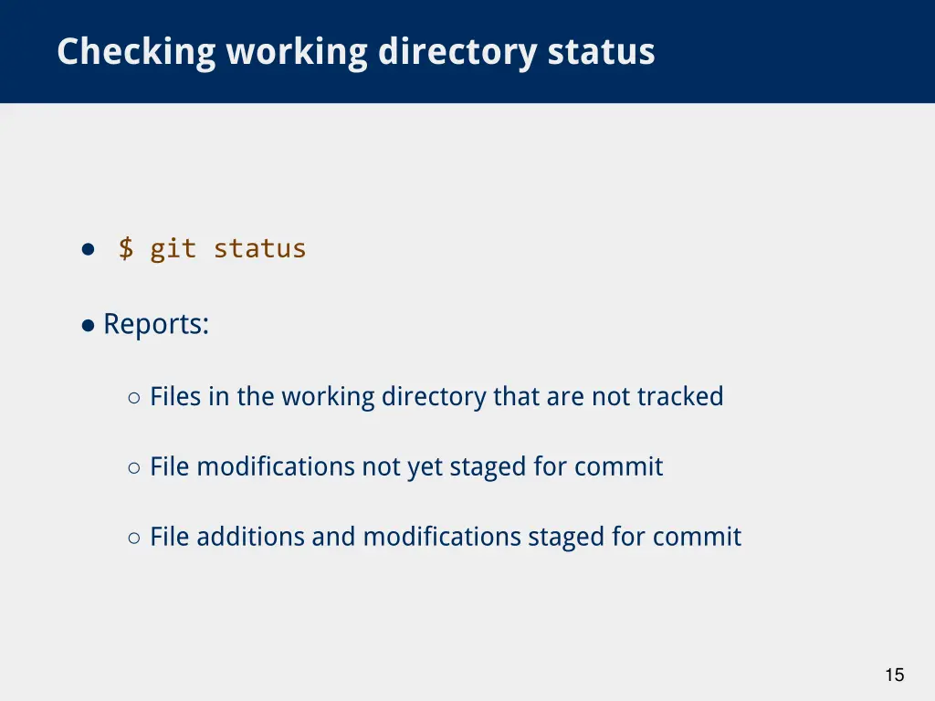 checking working directory status