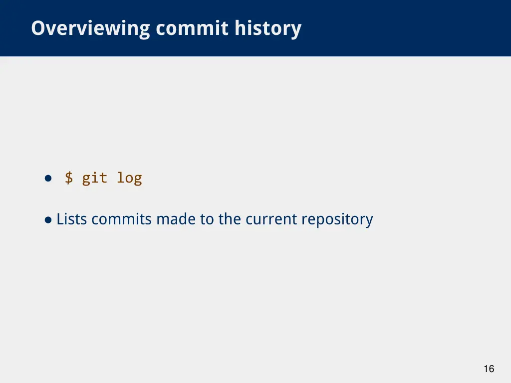 overviewing commit history