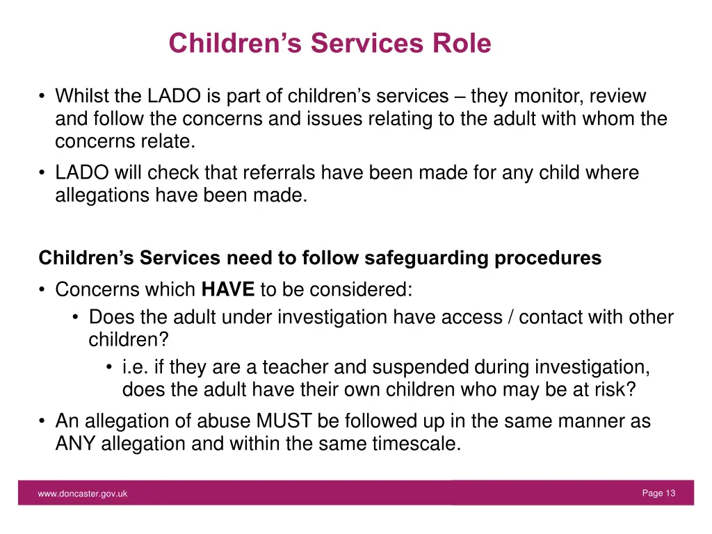children s services role