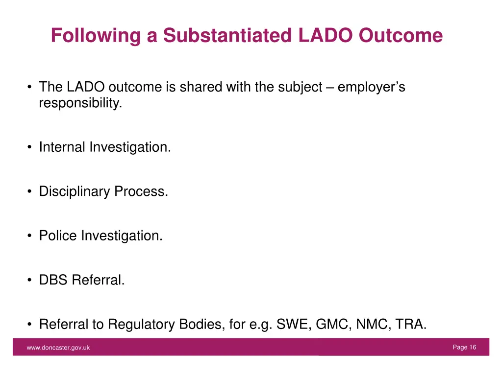 following a substantiated lado outcome