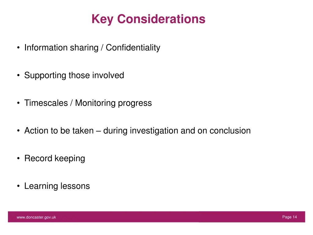 key considerations