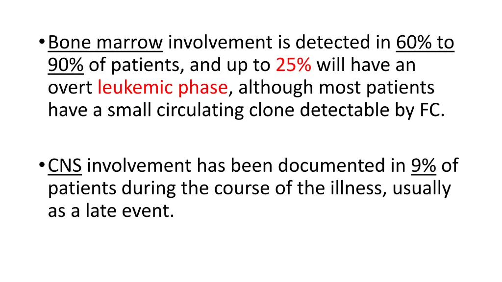 bone marrow involvement is detected