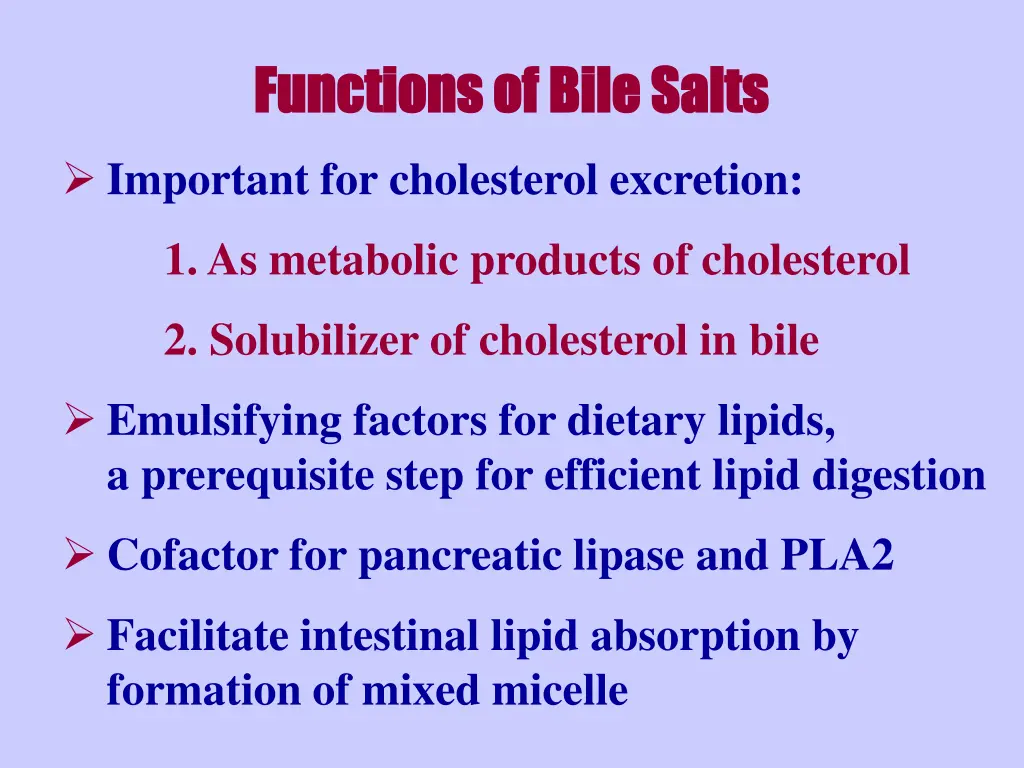 functions of bile salts functions of bile salts