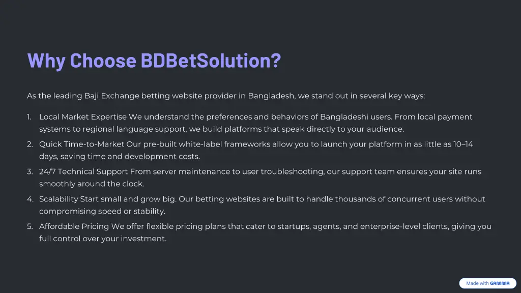 why choose bdbetsolution