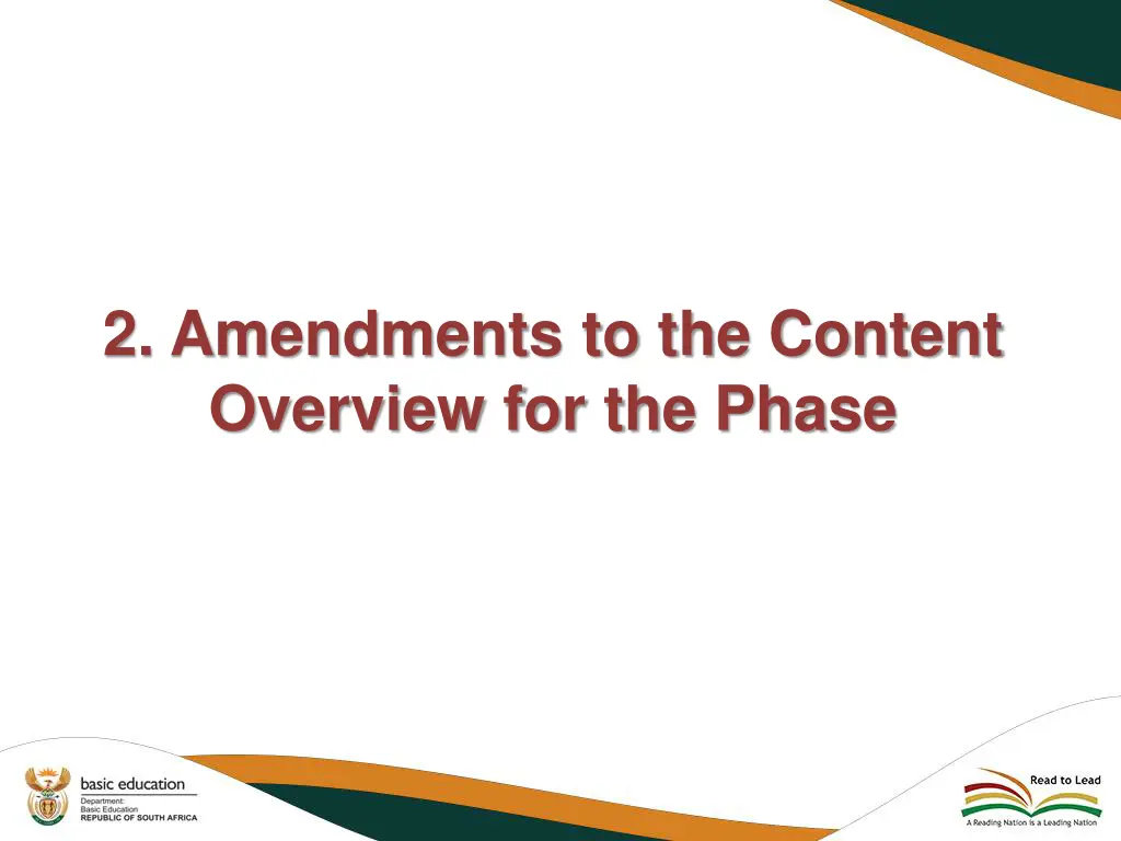 2 amendments to the content overview for the phase