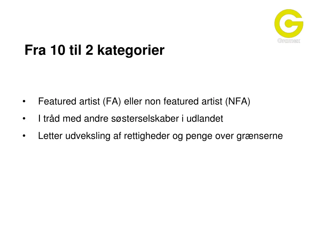 fra 10 til 2 kategorier