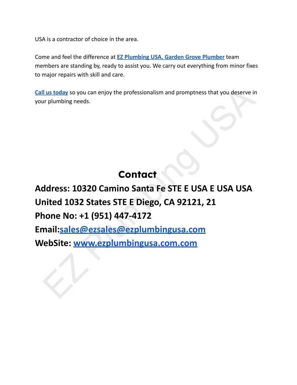 usa is a contractor of choice in the area come