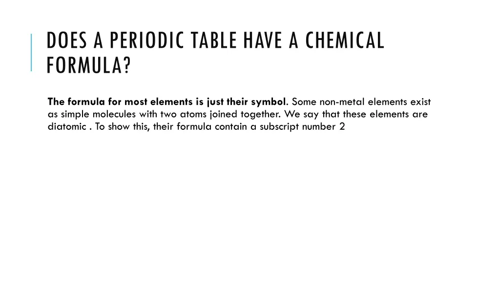 does a periodic table have a chemical formula