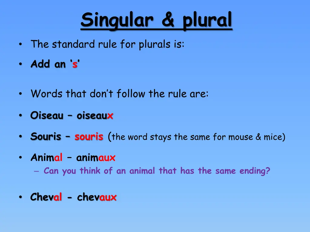 singular plural 1