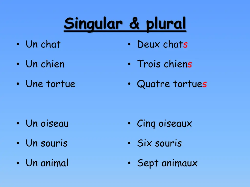 singular plural