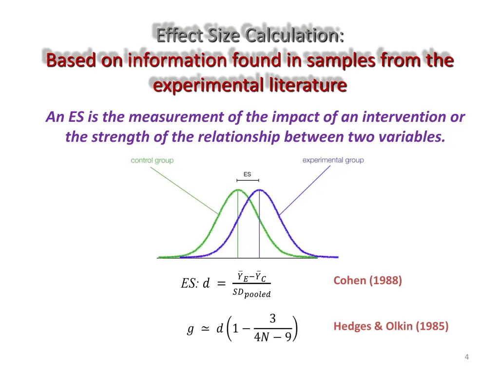 effect size calculation