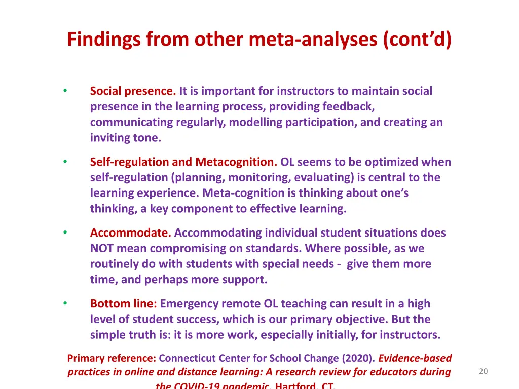 findings from other meta analyses cont d 1