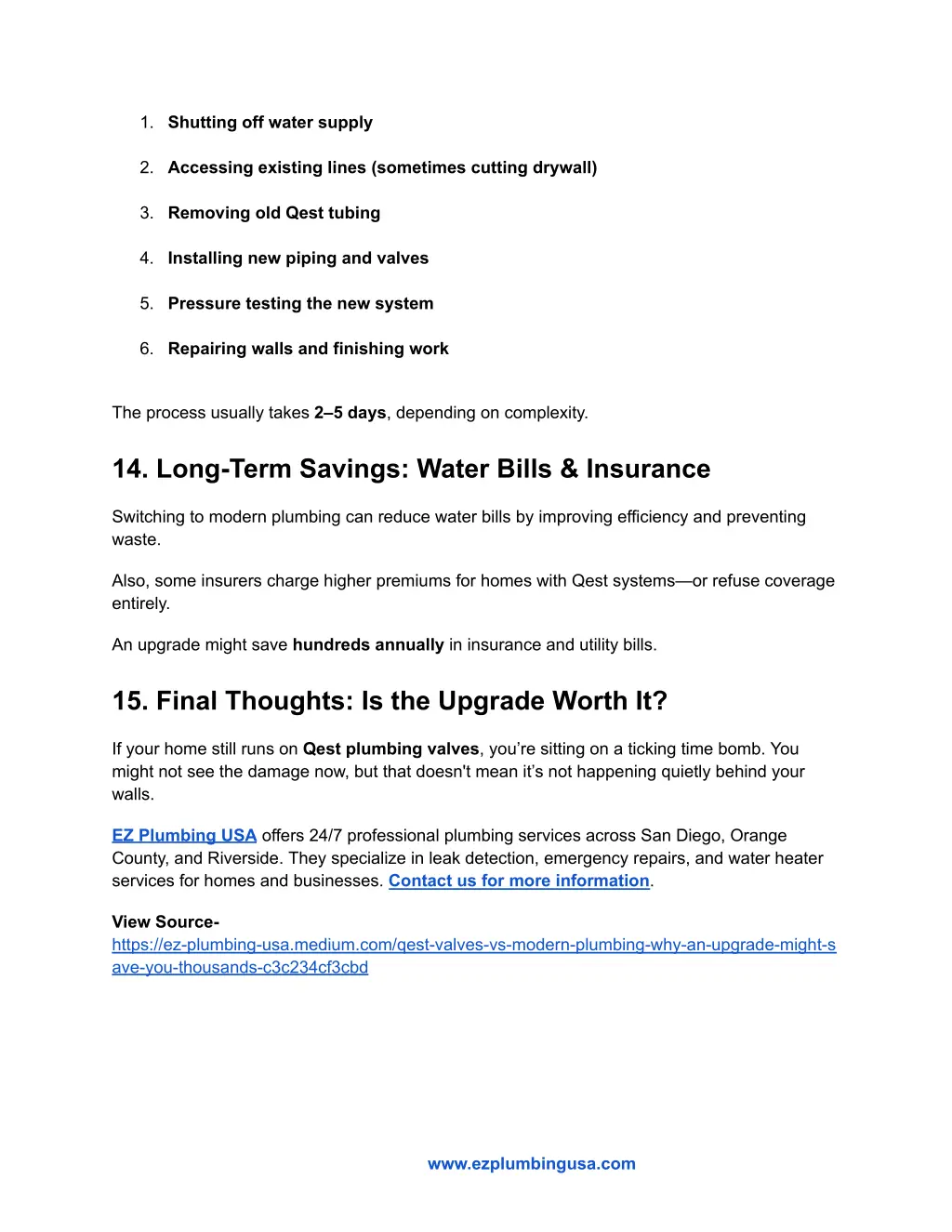 1 shutting off water supply 2 accessing existing