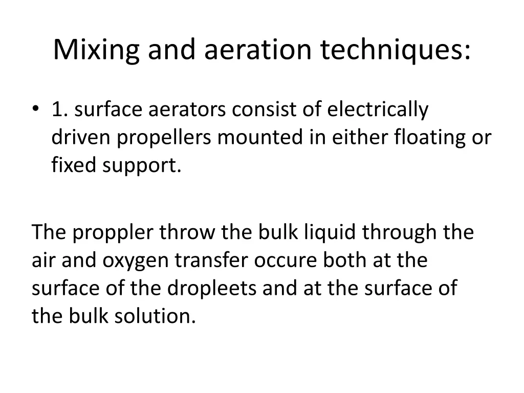 mixing and aeration techniques