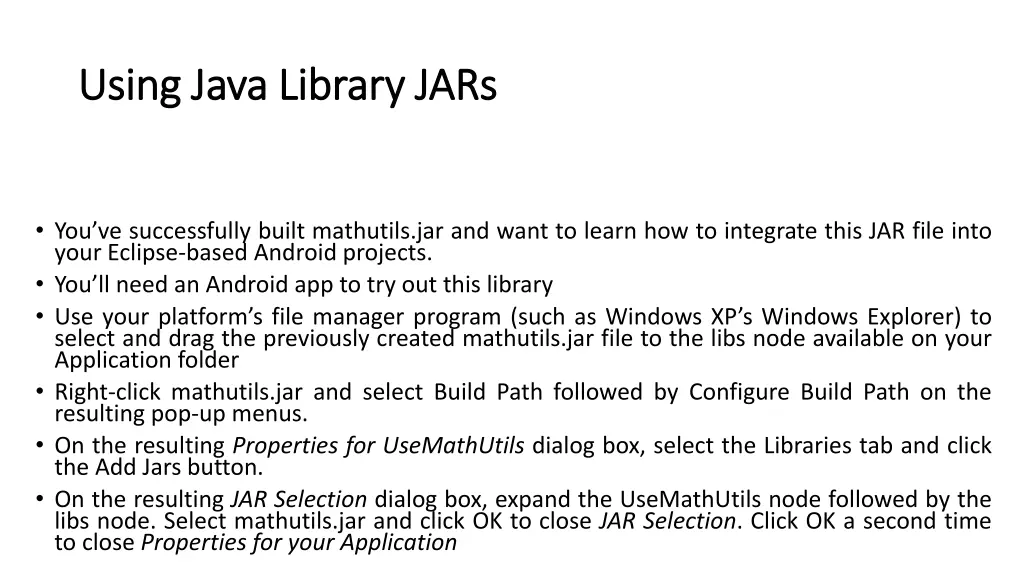 using java library jars using java library jars