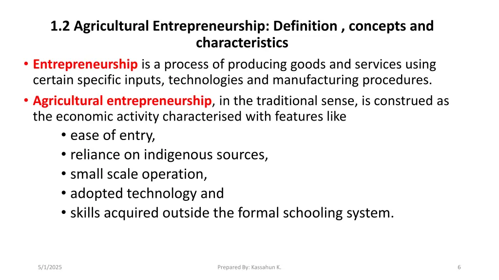 1 2 agricultural entrepreneurship definition