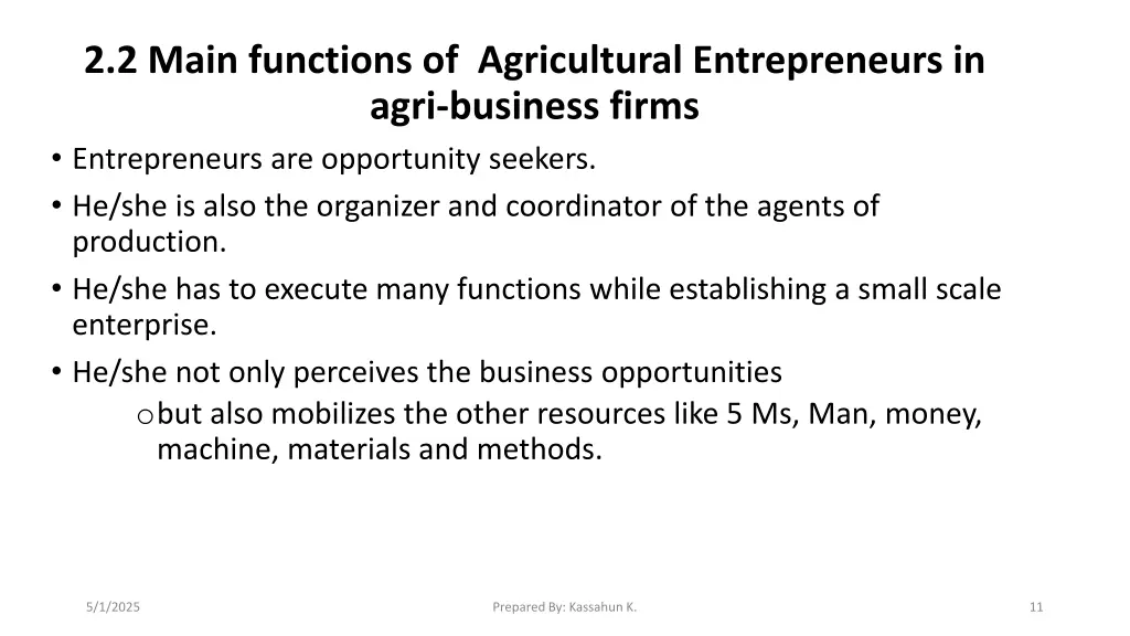 2 2 main functions of agricultural entrepreneurs