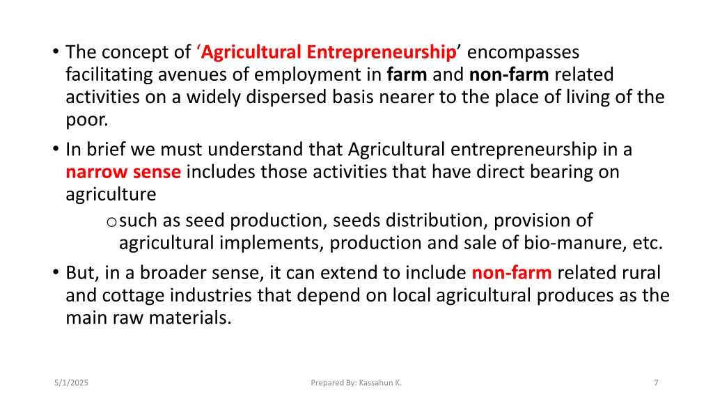the concept of agricultural entrepreneurship