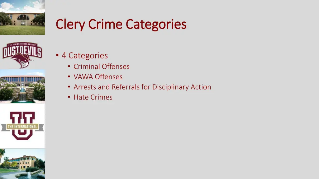 clery crime categories clery crime categories