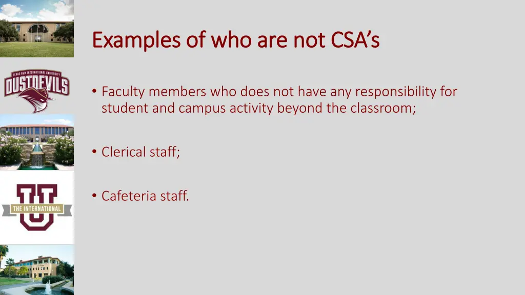 examples of who are not csa s examples