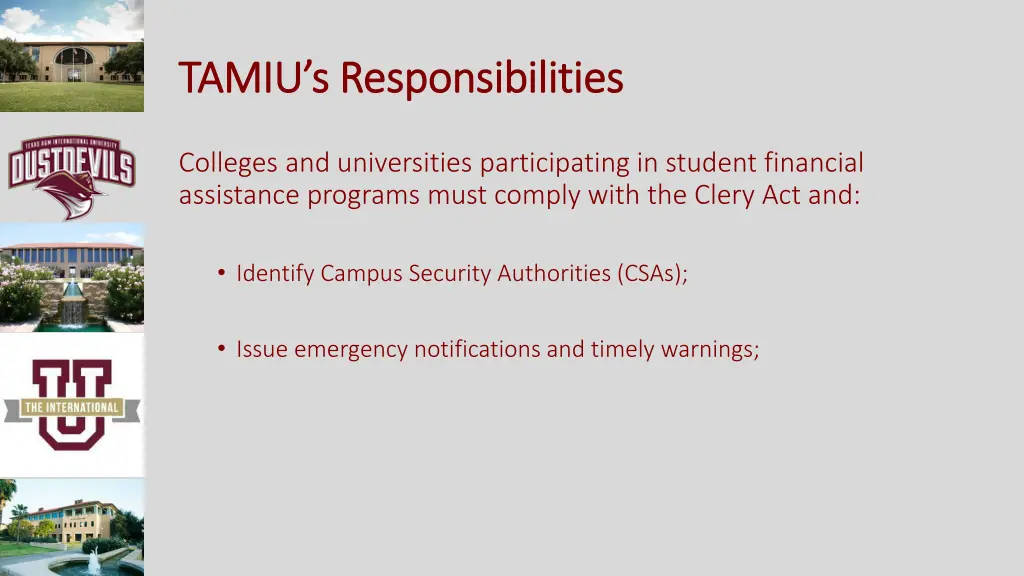 tamiu s responsibilities tamiu s responsibilities