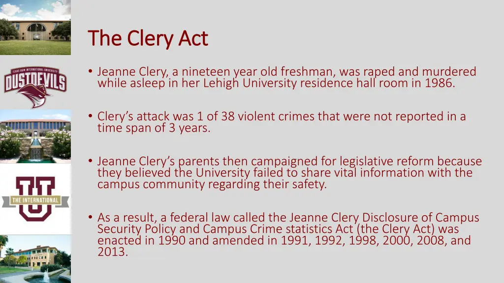 the clery act the clery act