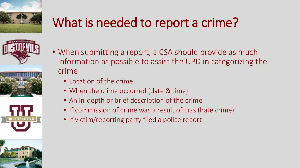 what is needed to report a crime what is needed