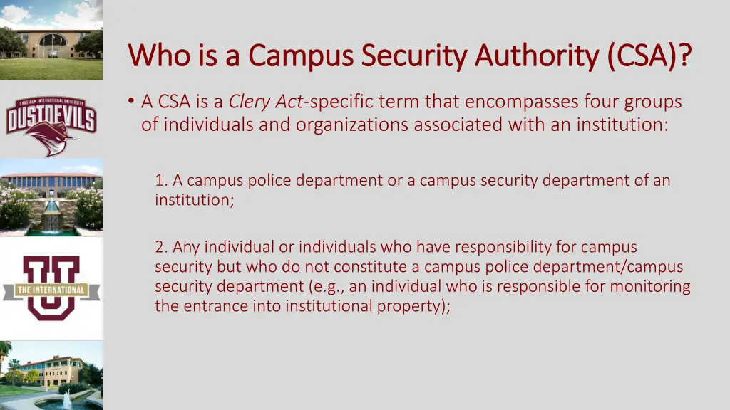 who is a campus security authority