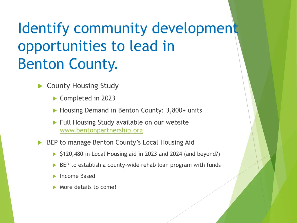 identify community development opportunities