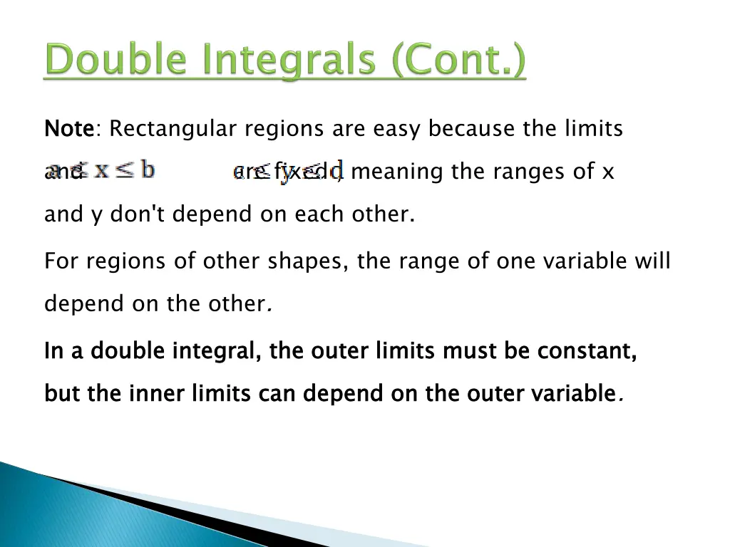 note and are fixed meaning the ranges