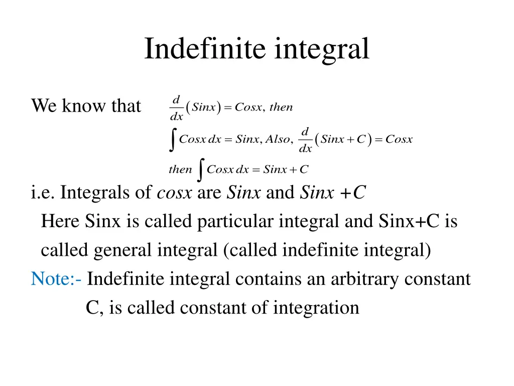 indefinite integral