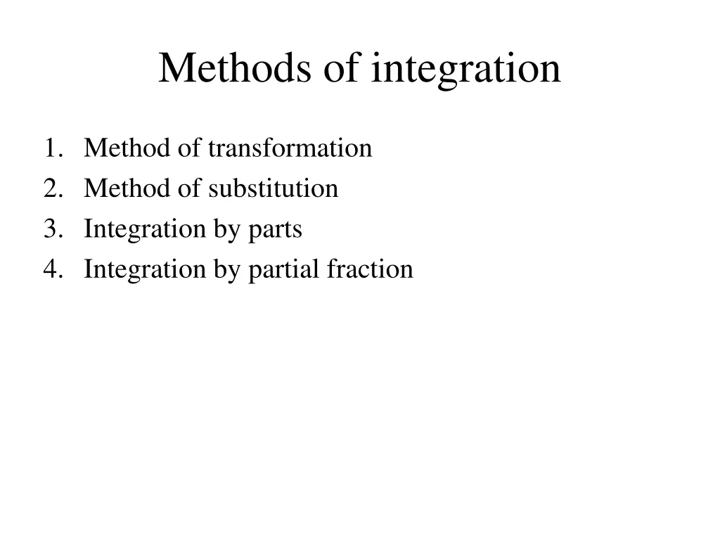 methods of integration