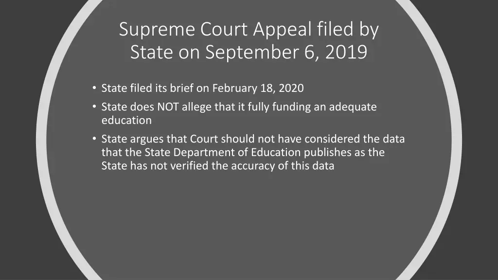 supreme court appeal filed by state on september
