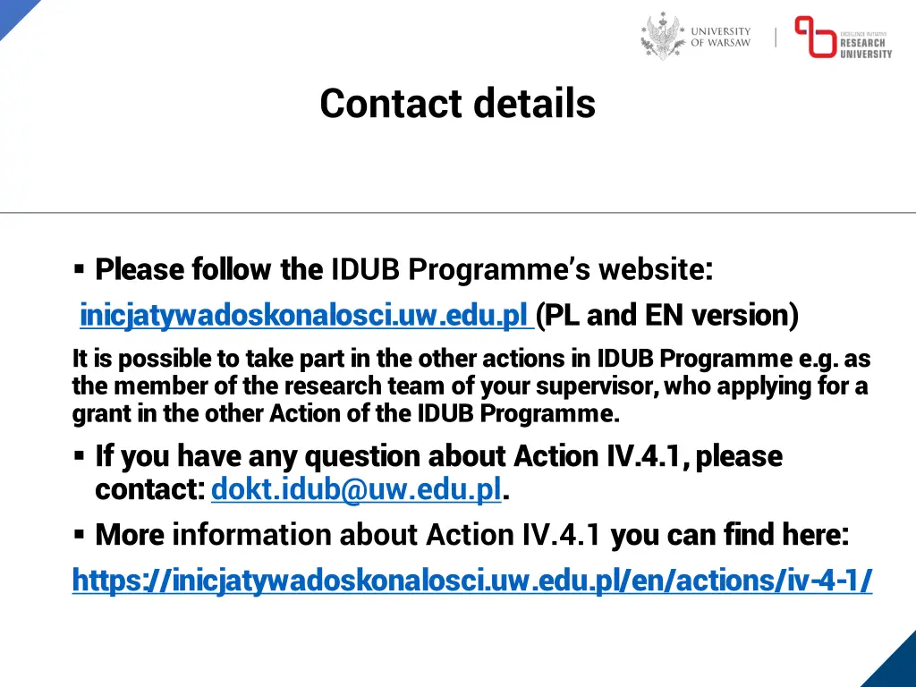 contact details