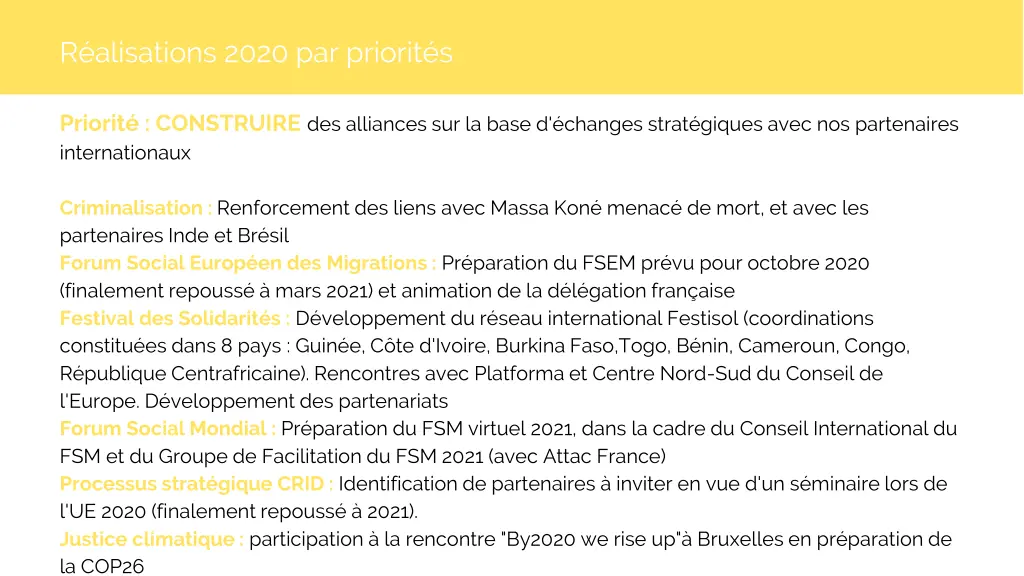 r alisations 2020 par priorit s